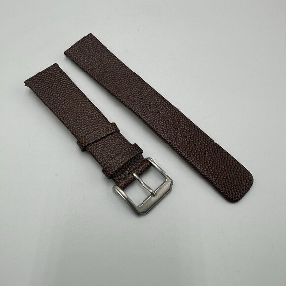 Kenneth Cole Replacement Watch Band 20MM Brown Embossed Leather Silver Buckle - Picture 3 of 9